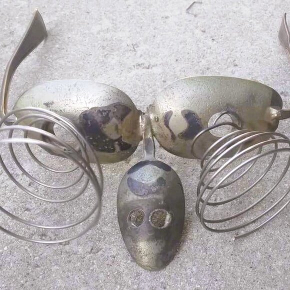 Unique Vintage Handcrafted Steampunk Goggles made from Metal Spoons - Picture 5 of 9